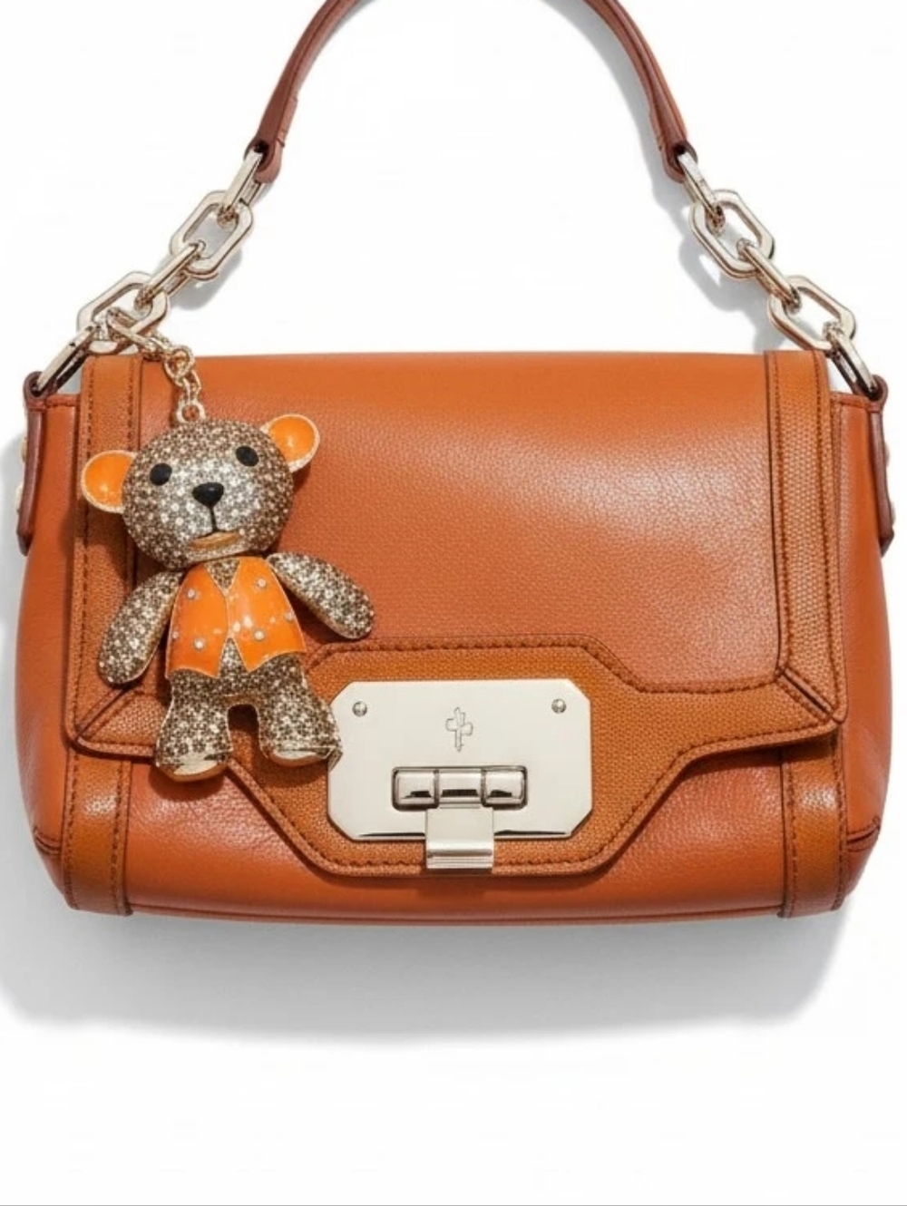 Cole Haan Persimmon/Orange Soft Smooth Leather Crossbody with Teddy Charm - Picture 2 of 6